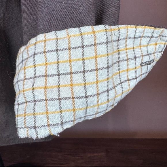 Vintage Brown Shirt with Yellow Plaid Accents, Larger Pointed Collar, Size Med - Picture 4 of 11